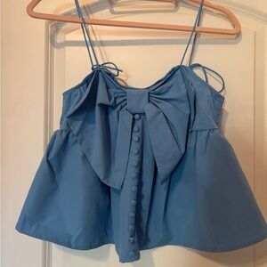 Vestique Sky Blue Bow Front Blouse